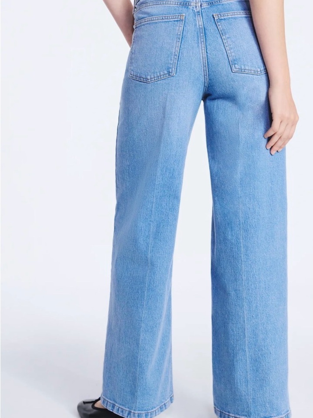 High-Rise Light Blue Wide-Leg Jeans for Women - Picture 3 of 5